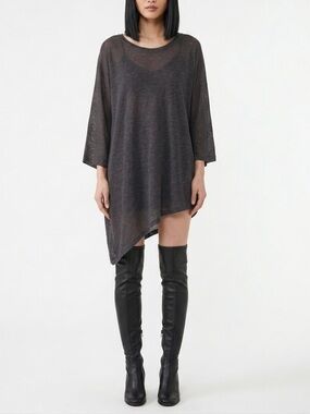 MUR MUR Asymmetric Black Sheer Tunic Dress - Women